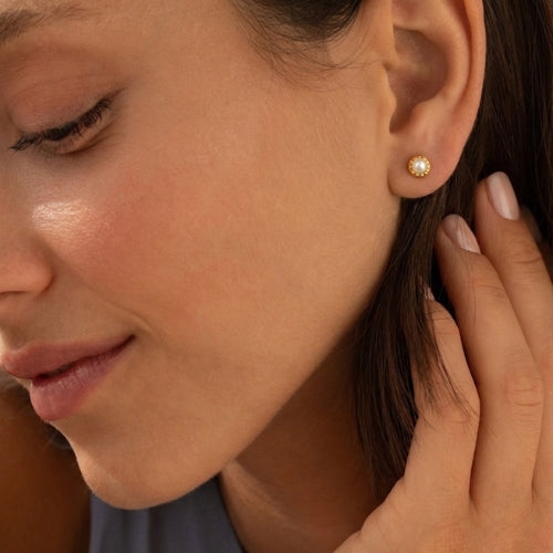 Pendientes Perla Acero Inoxidable