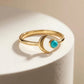 Anillo Aylin de plata de ley 925 dorada, con una luna y una turquesa natural