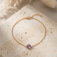 Pulsera Elora de cadena fina de plata de ley 925 dorada con una amatista natural